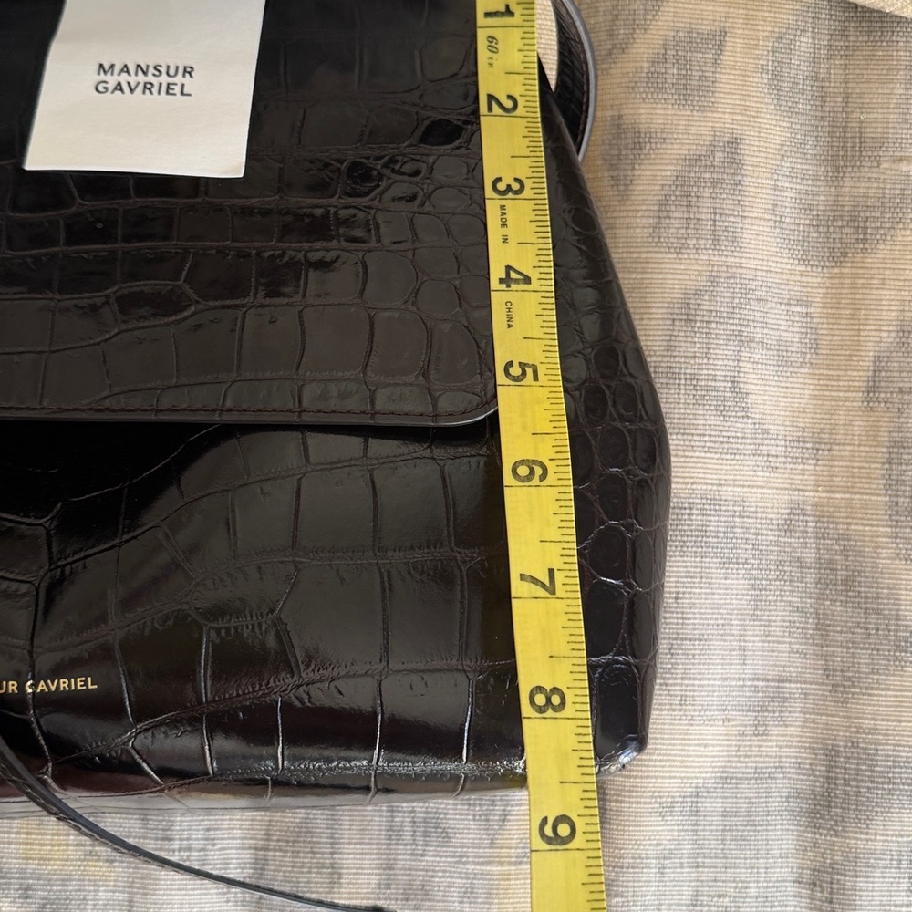 Mansur Gavriel Black Croc-Embossed Crossbody Bag - Picture 7 of 16